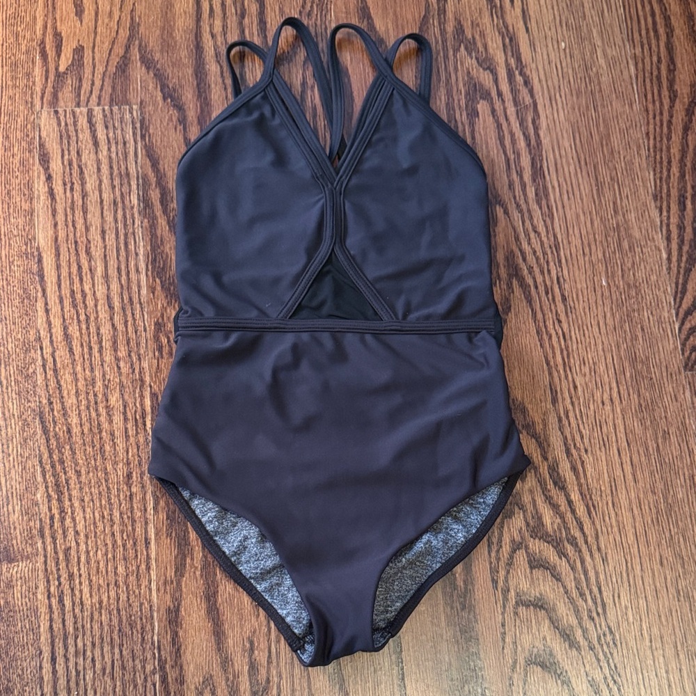Black One-Piece Strappy Swimsuit